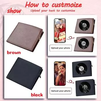 Персонализированные кошельки можно украсить с обеих сторон песнями и картинками. Подходит для подарков парням и девушкам One Size чёрный