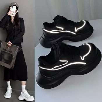 Персонализированные кроссовки с большой головкой и толстой подошвой, повседневные, универсальные, легкие, мягкие, женские, для отдыха на открытом воздухе 35 белый