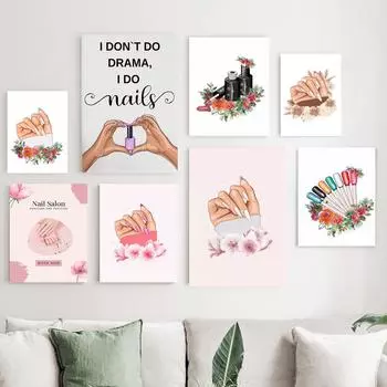 Персонализированные лаки для ногтей, технические фигуры, настенное искусство, холст, скандинавская мода, постеры и принты, картинки для декора салона красоты 21x30cm No Framed