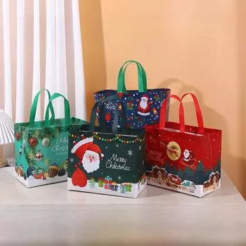 Персонализированные ламинированные нетканые рождественские подарочные пакеты: 3D сумки горячего прессования для шопинга и рекламы 32*25*17 синий