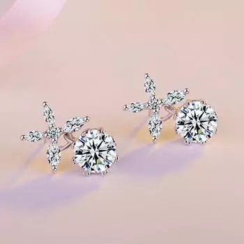 Персонализированные маленькие серьги из свежего цветка и циркония, темпераментные, простые, модные, женские, вечерние, повседневные аксессуары, подарок на День святого Валентина