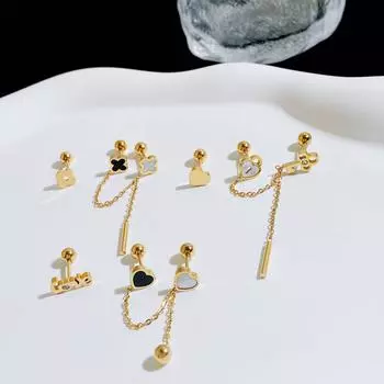 Персонализированные милые крутые серьги-гвоздики из титановой стали с цепочкой и кисточками, новые серьги-гвоздики для ванны с дизайном Niche, женские серьги