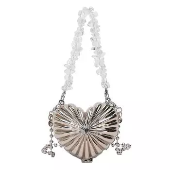 Персонализированные мини-сумки-ракушки для женщин, сумка-сердце из металлического сплава, цепочка на плечо, роскошные кошельки для монет в виде помады