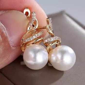 Персонализированные модные геометрические серьги с имитацией жемчуга циркония для женщин, богемные этнические свадебные украшения золотой