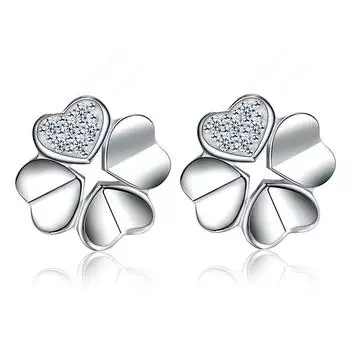 Персонализированные модные серьги-гвоздики с четырьмя листочками клевера на удачу, женственные креативные серьги Mori Heart Leaf, элегантные и милые украшения для ушей
