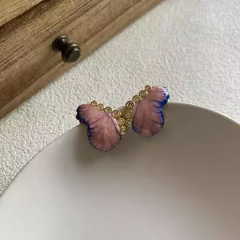 Персонализированные модные серьги-гвоздики с масляной эмалью и каплями масла в виде бабочки, женские серьги-гвоздики в стиле ретро во французском стиле Sense Light Luxury Tide