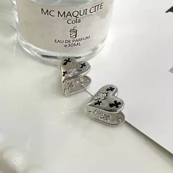 Персонализированные модные серьги-крестики Love, темпераментные черные резиновые инкрустированные бриллиантами серьги в форме сердца для женщин