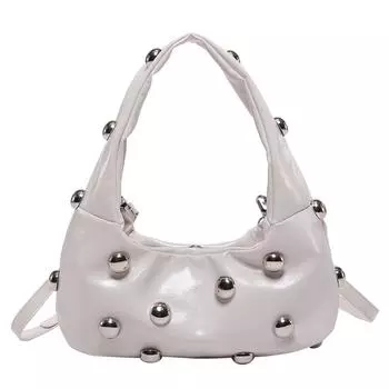 Персонализированные модные сумки через плечо с заклепками из искусственной кожи, однотонная сумка через плечо, высококачественная женская сумка класса люкс, маленькая сумка-тоут от бренда чёрный