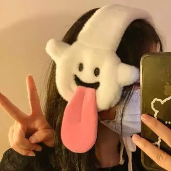 Персонализированные мультяшные забавные плюшевые наушники с высунутым языком для женщин, осенние и зимние теплые наушники для ушей, теплые для езды на велосипеде