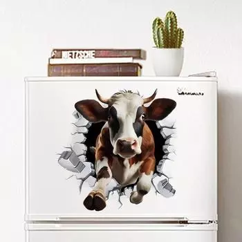 Персонализированные наклейки на стену с изображением коровы, детская спальня, ванная комната, крышка для унитаза, украшение для домашнего декора, наклейки на стену 30x30cm разноцветный