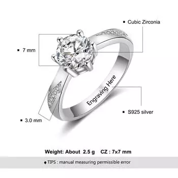 Персонализированные обручальные кольца из стерлингового серебра 925 пробы кубические кольца для женщин изысканные свадебные женские украшения (Ri103758 ) 9
