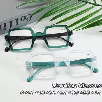 Персонализированные очки для чтения в квадратной оправе, многоцветные очки для пресбиопии с высоким разрешением, очки для дальнозоркости с защитой от синего света 0