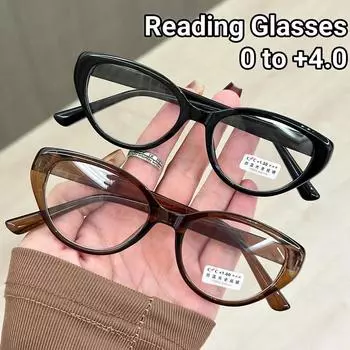 Персонализированные очки для пресбиопии «кошачий глаз» с большой оправой, очки для чтения с высоким разрешением, прозрачные очки с защитой от синего света в стиле ретро 0 чёрный