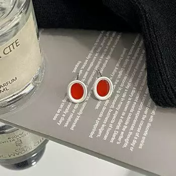 Персонализированные овальные серьги из черного и красного агата, модные серьги в холодном стиле