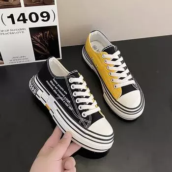 Персонализированные парусиновые туфли для мужчин и женщин, повседневная спортивная обувь на толстой подошве, мужская весенне-осенняя студенческая вулканизированная обувь 36