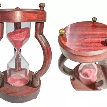 Персонализированные песочные часы на 10 минут (Круглое основание, розовое) - Песочные часы из дерева ручной работы, деревянное украшение для дома, рождественский декор