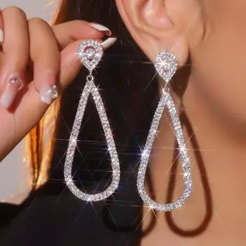 Персонализированные преувеличенные блестящие длинные серьги-подвески из кристаллов Premium Sense Fashion Netroots Серьги Банкетные серьги Женские серьги 1 пара