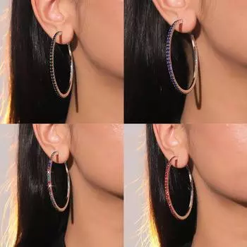 Персонализированные преувеличенные серьги Простые модные инкрустированные стразами большие круглые серьги женские серьги чёрный