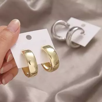 Персонализированные простые круглые серьги, металлические серьги с холодным ветром, дикие серьги золотой