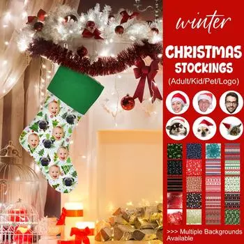 Персонализированные рождественские принадлежности Рождественские чулки Украшения для камина Подарочные носки DIY One Size красный