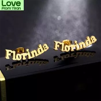 Персонализированные серьги-гвоздики из нержавеющей стали с буквами имени для женщин, серьги-гвоздики с именами, ювелирные изделия с именами серебряный