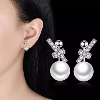 Персонализированные серьги-гвоздики с жемчугом в стиле National Trend New Bow, микроинкрустированные цирконием, позолоченные 18-каратным золотом, универсальные украшения для ушей