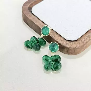 Персонализированные серьги-гвоздики в виде виноградной нити, летние серьги в стиле Гонконга, ретро, нишевые, высокого класса, покрытые глазурью, женские серьги-гвоздики