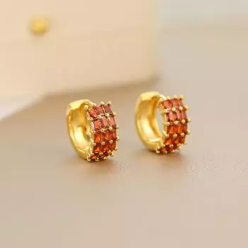 Персонализированные серьги из циркония в стиле Heavy Industry, легкие серьги класса люкс, женские модные маленькие ароматные застежки-пряжки 14k красный