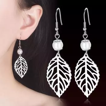 Персонализированные серьги в форме листа, серьги-крючки Pearl Grace, серьги средней длины, модные серьги, серьги Su Liu для женщин