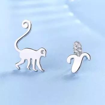 Персонализированные серьги в корейском стиле, милые серьги в виде обезьянки и банана, серьги в подарок для лучшей подруги