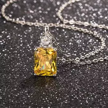 Персонализированные ювелирные изделия Ins Style Diamond Geometric Yellow Square ожерелье Простое корейское элегантное ожерелье для женщин