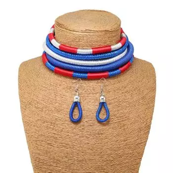 Персонализированные воротники, креативные плетеные ожерелья, ожерелья, комплекты серег красный