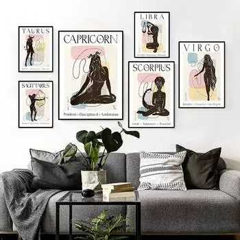 Персонализированные знаки зодиака, созвездия, астрология, художественная картина на холсте, плакаты на скандинавскую тему и принты, настенные панно, декор для детской комнаты 21cm30cm NoFrame
