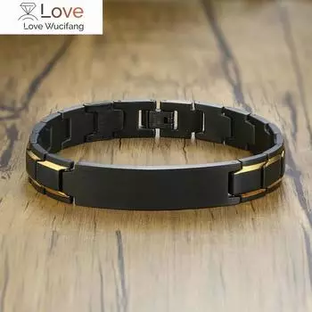 Персонализированный браслет из нержавеющей стали с идентификатором бренда, мужские часы черного цвета, белый медицинский браслет с бесплатной гравировкой Disabeat