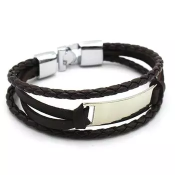 Персонализированный браслет из нержавеющей стали с плетеной веревкой, мужские кожаные браслеты на заказ, любые именные бусины, подарок для парня, ювелирные изделия чёрный