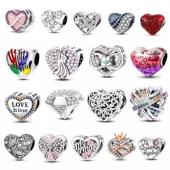 Персонализированный браслет с подвеской Love Beaded с медным покрытием S925 Silver Color Zirconie Love