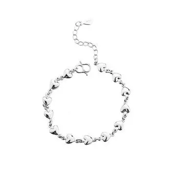 Персонализированный браслет «Сердце к сердцу» для женщин, подарок на день рождения, упаковка в форме сердца, креативные украшения Copper (White Gold)