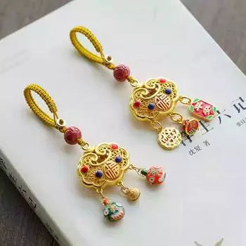 Персонализированный брелок-подвеска с замком Ruyi из меди для мужчин и женщин, удачи и безопасности