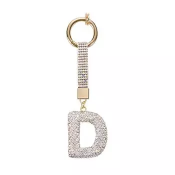 Персонализированный брелок с буквой, украшенный кристаллами, модное сплавное кольцо для ключей, подвеска для сумки для стильных женщин и мужчин D