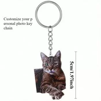 Персонализированный брелок с фотографией питомца - индивидуальный акриловый брелок с фотографией вашей собаки или кошки, подарок на выпускной, персонализация имени, подарок на выпускной 1.97 inches прозрачный