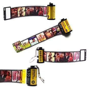 Персонализированный брелок с пленкой в виде рулона камеры, брелок с фотографиями, подарок на Рождество, подарок на День влюбленных, брелок с термопленкой