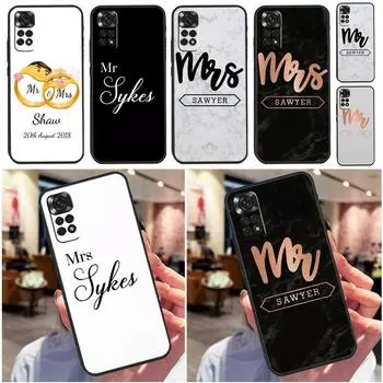 Персонализированный чехол для телефона MR & MRS WEDDING SURNAME для Xiaomi Redmi Note 12 11 10 8 9 Pro 8T 9S 10S 11S 9A 9C 9T 10A 10C Redmi Note 11 Pro