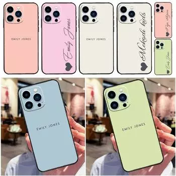 Персонализированный чехол для телефона в пастельных тонах с индивидуальным именем для iPhone 14 12 11 13 Pro Max, чехол для iPhone 13 Mini X XS Max XR 8 7 SE Coque iPhone 12Pro MAX