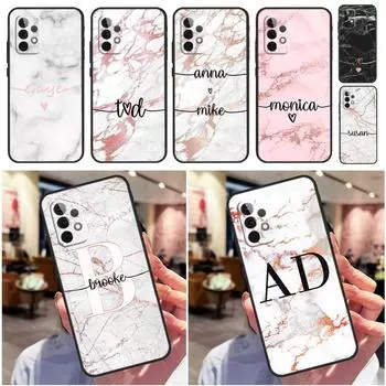 Персонализированный чехол из розового золота с мраморным именем для Samsung Galaxy A33 A32 A52 A53 A50 A51 A71 A13 A23 A73 A12 A22 A21S A52S Shell Samsung A70