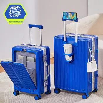 Персонализированный чемодан для ручной клади 20 дюймов с индивидуальным логотипом - прочный, взрывозащищенный, устойчивый к падениям алюминиевый каркас 20 inch вишня розовый