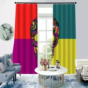 Персонализированный череп 3Dпечать для взрослых детей спальня гостиная занавеска затеняющая ткань может быть настроена крючком декоративная занавеска W132xH164cm 52x65in&Hook