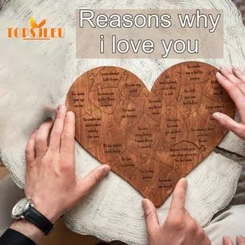 Персонализированный деревянный пазл о любви, 32 причины, почему я тебя люблю, в форме сердца, сентиментальный подарок на День святого Валентина для жены, мужа, подруги, парня, мамы коричневый