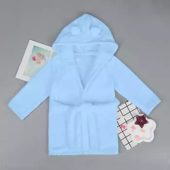 Персонализированный детский банный халат из фланели - мягкий - с возможностью персонализации и вышивкой имени - для мальчиков и девочек 100 светло-синий