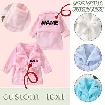 Персонализированный детский флисовый банный халат - мягкий - с возможностью персонализации и вышивкой имени - для мальчиков и девочек 100 светло-розовый