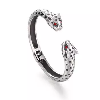 Персонализированный двойной открытый браслет в стиле панк с красными глазами, мужской браслет из литой титановой стали